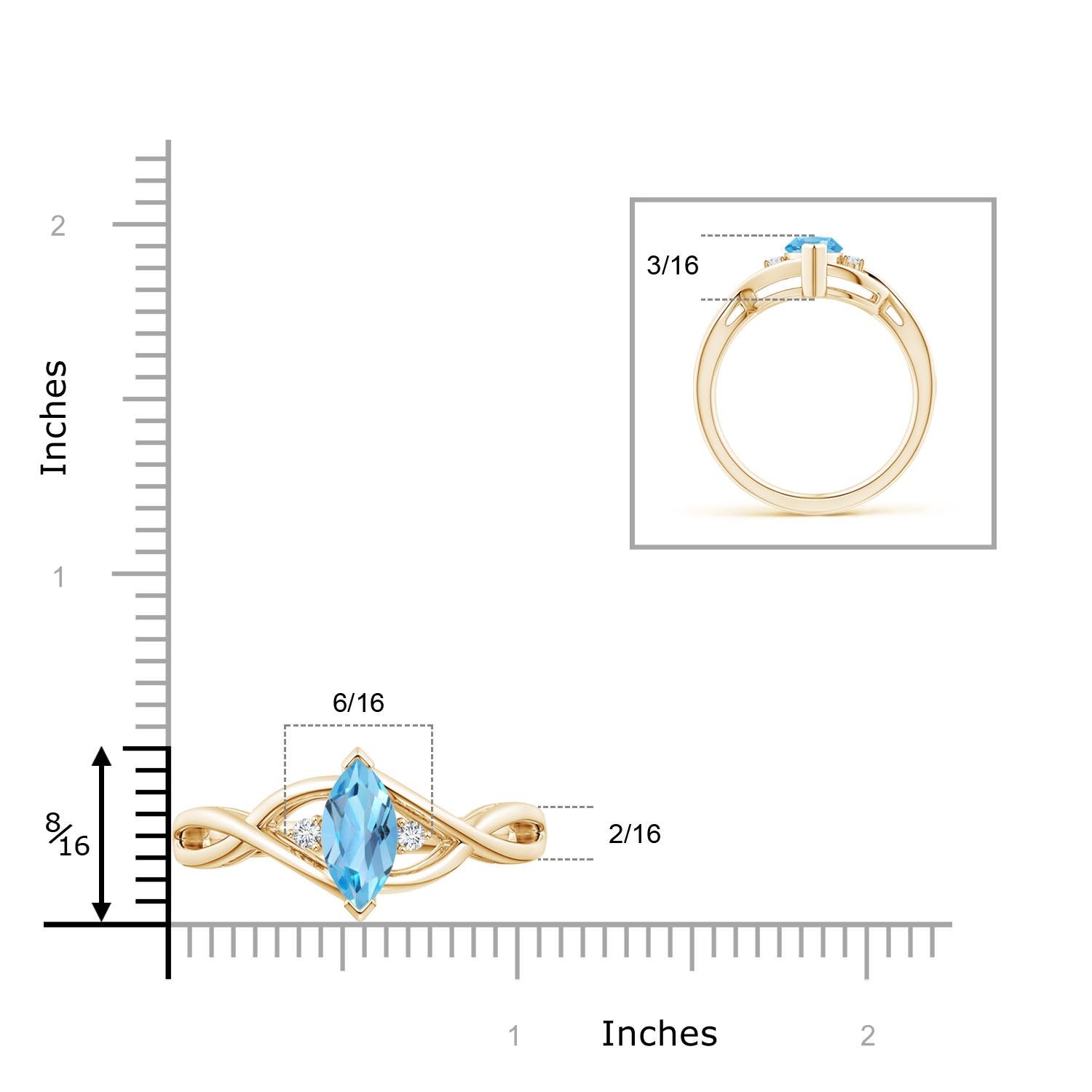 AA - Swiss Blue Topaz / 1.23 CT / 14 KT Yellow Gold