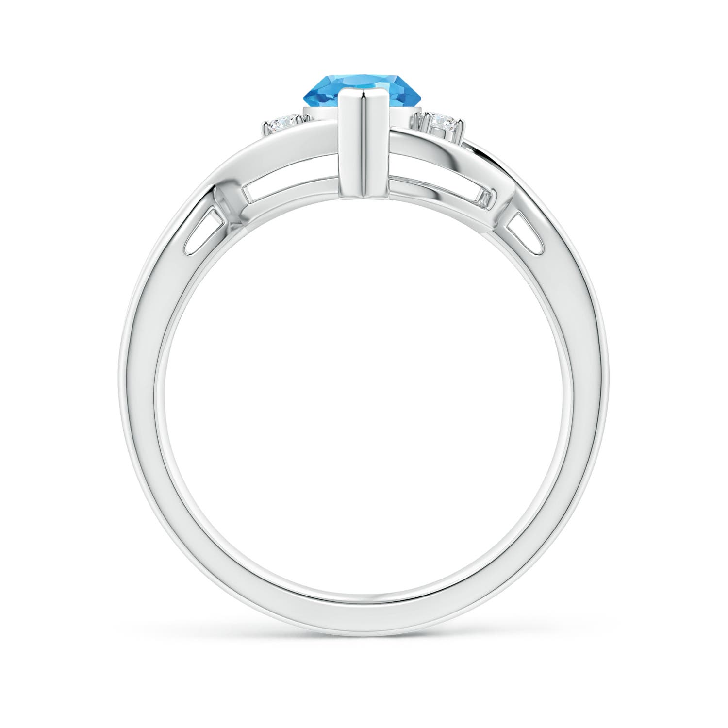 10x5mm AAA Criss-Cross Marquise Swiss Blue Topaz Solitaire Ring in P950 Platinum