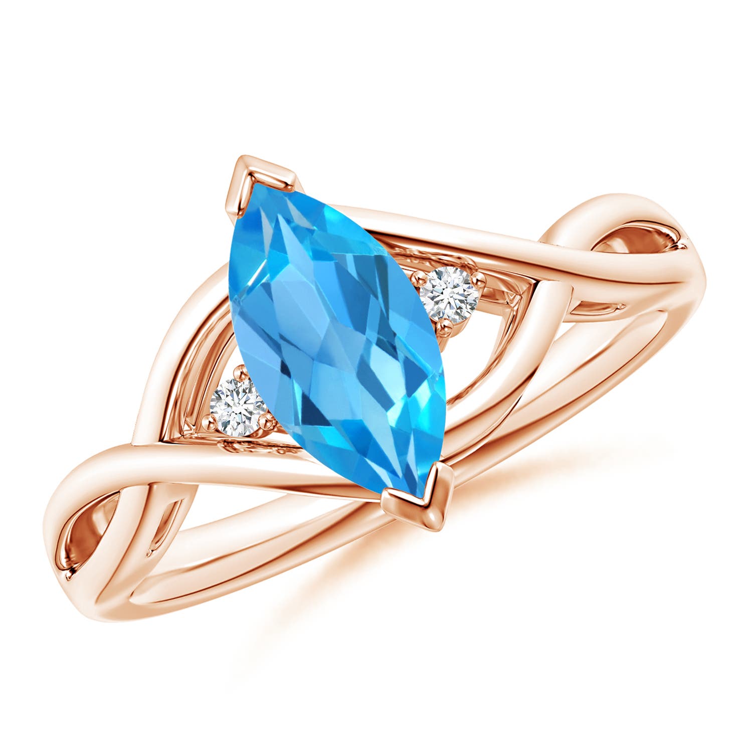 AAA - Swiss Blue Topaz / 1.23 CT / 14 KT Rose Gold