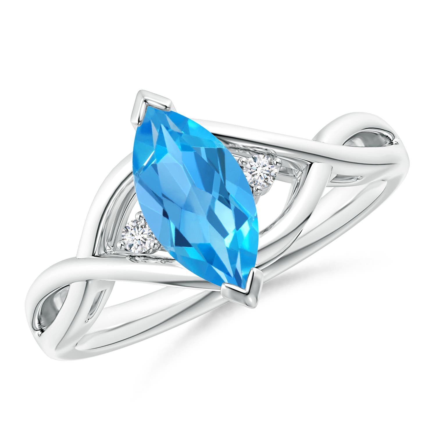 AAA - Swiss Blue Topaz / 1.23 CT / 14 KT White Gold