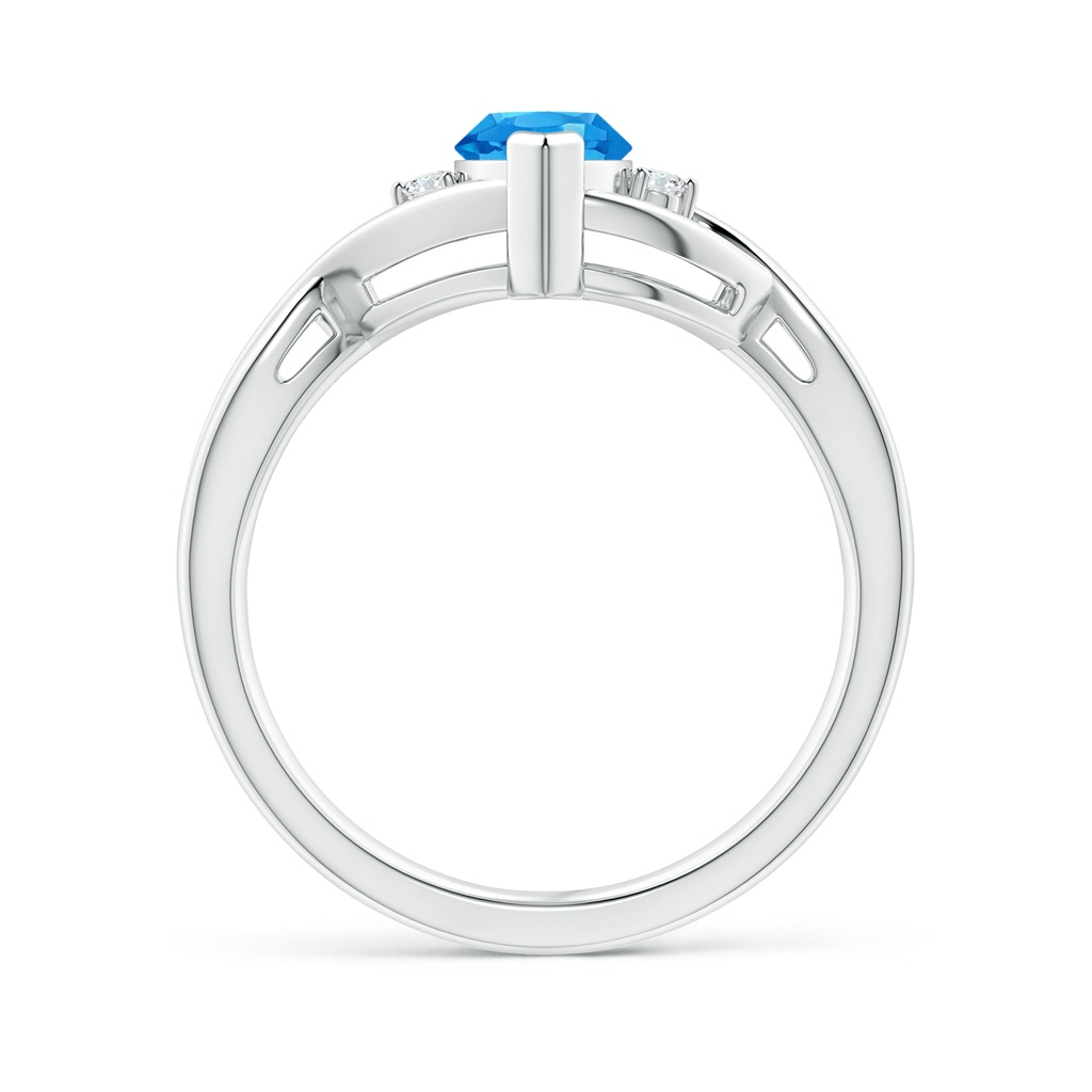 10x5mm AAAA Criss-Cross Marquise Swiss Blue Topaz Solitaire Ring in P950 Platinum - side 1