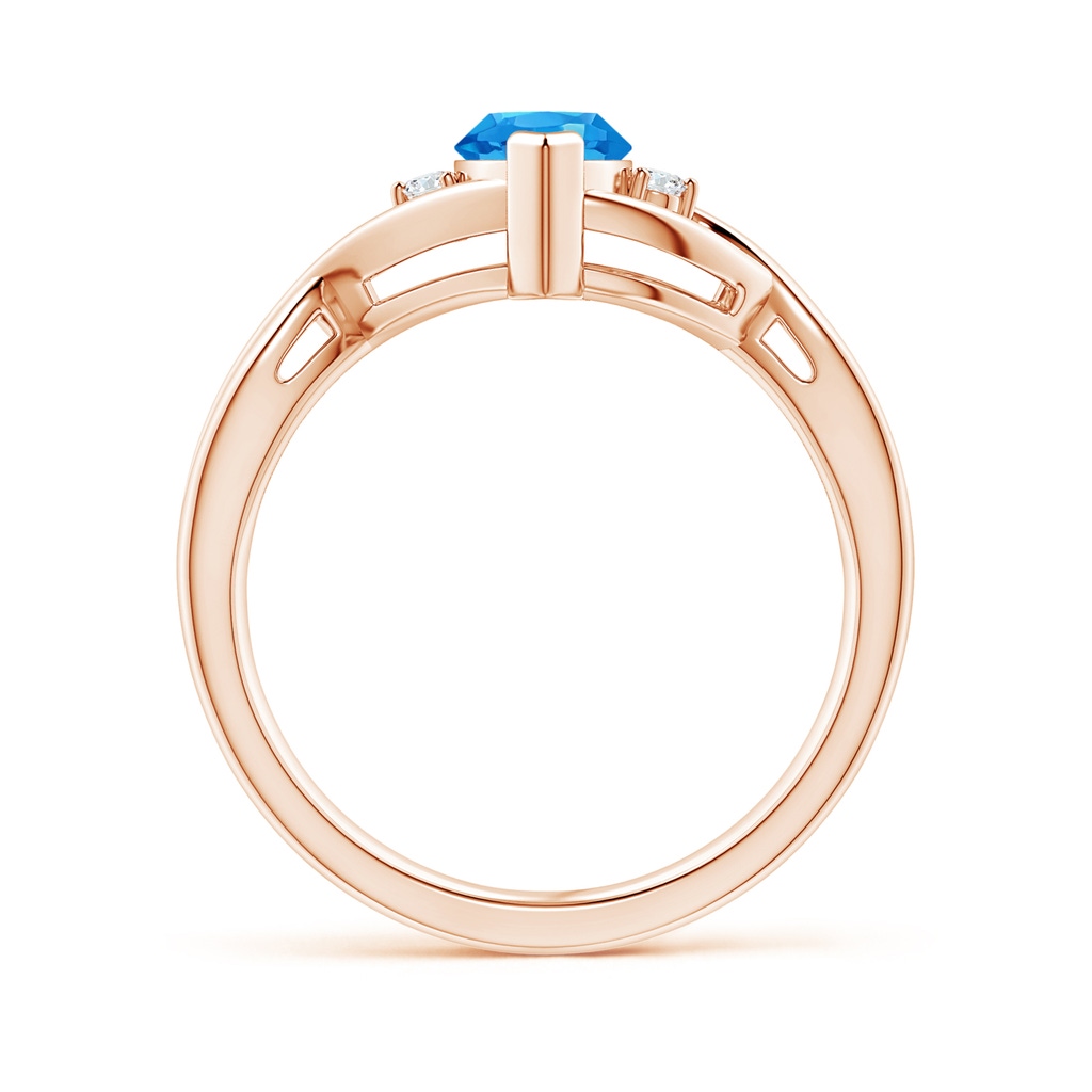 10x5mm AAAA Criss-Cross Marquise Swiss Blue Topaz Solitaire Ring in Rose Gold - side 1