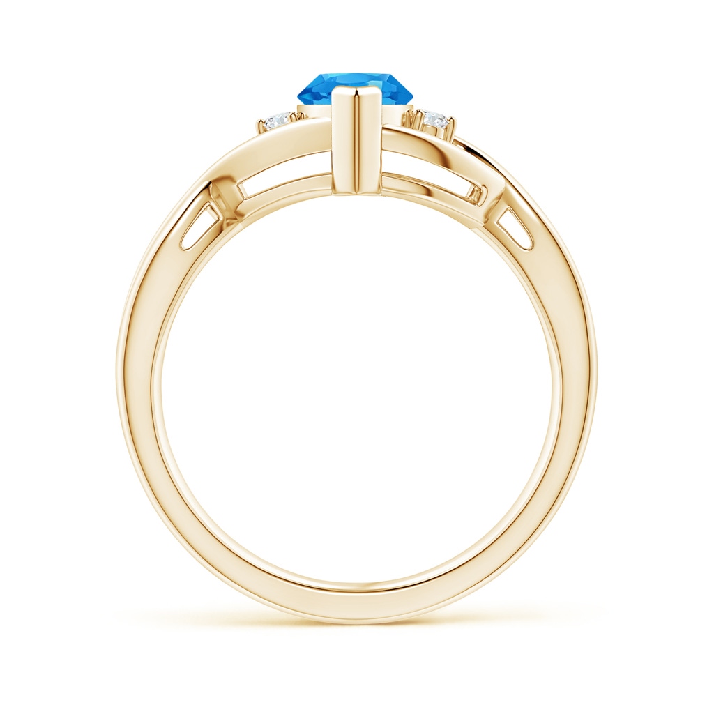 10x5mm AAAA Criss-Cross Marquise Swiss Blue Topaz Solitaire Ring in Yellow Gold - side 1