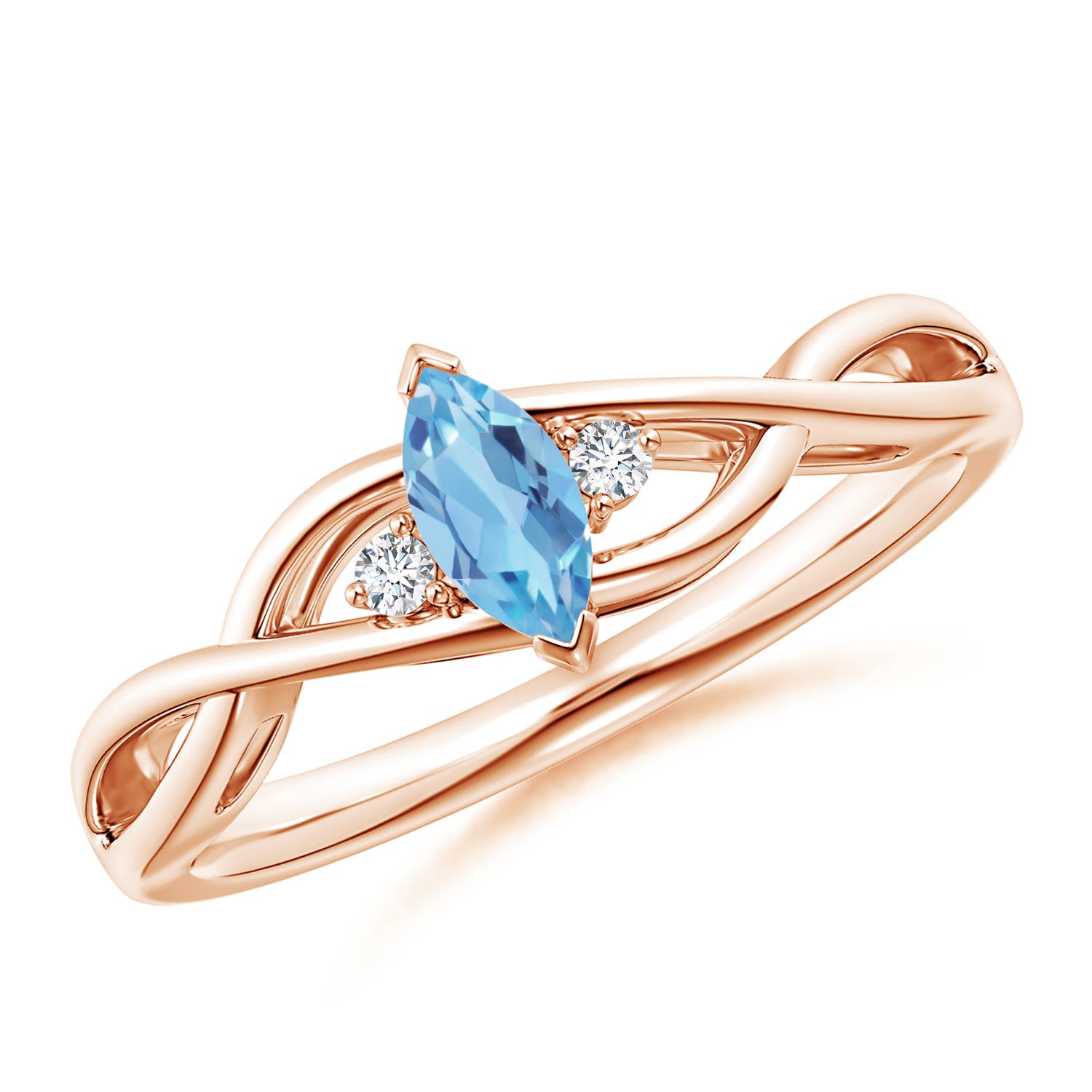 A - Swiss Blue Topaz / 0.28 CT / 14 KT Rose Gold