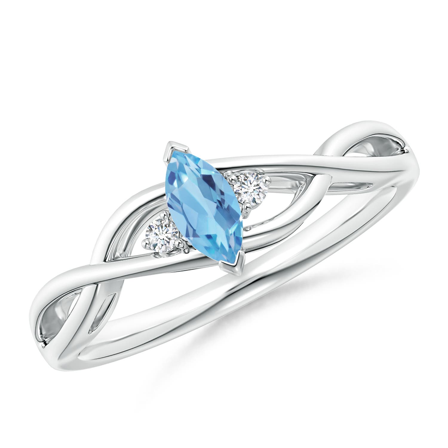 A - Swiss Blue Topaz / 0.28 CT / 14 KT White Gold