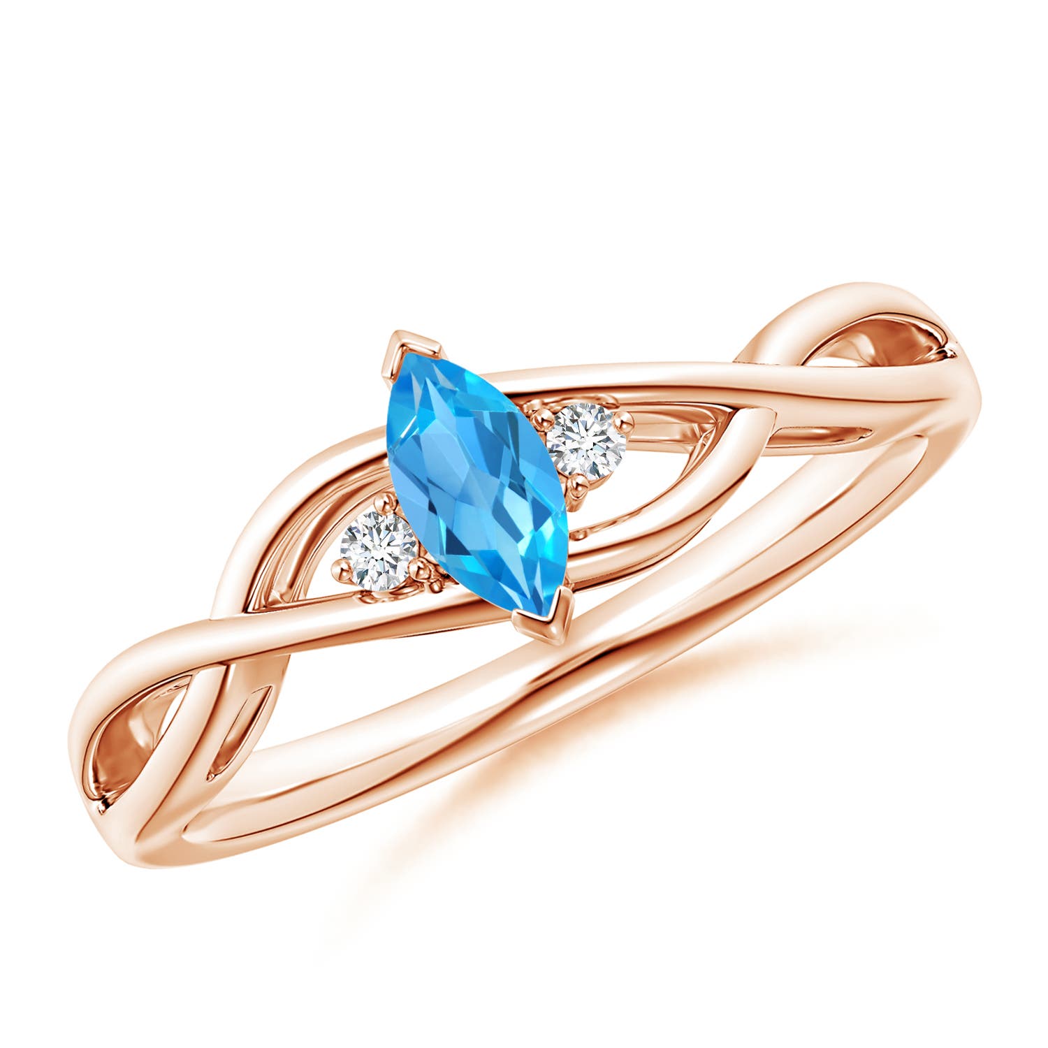 AAA - Swiss Blue Topaz / 0.28 CT / 14 KT Rose Gold