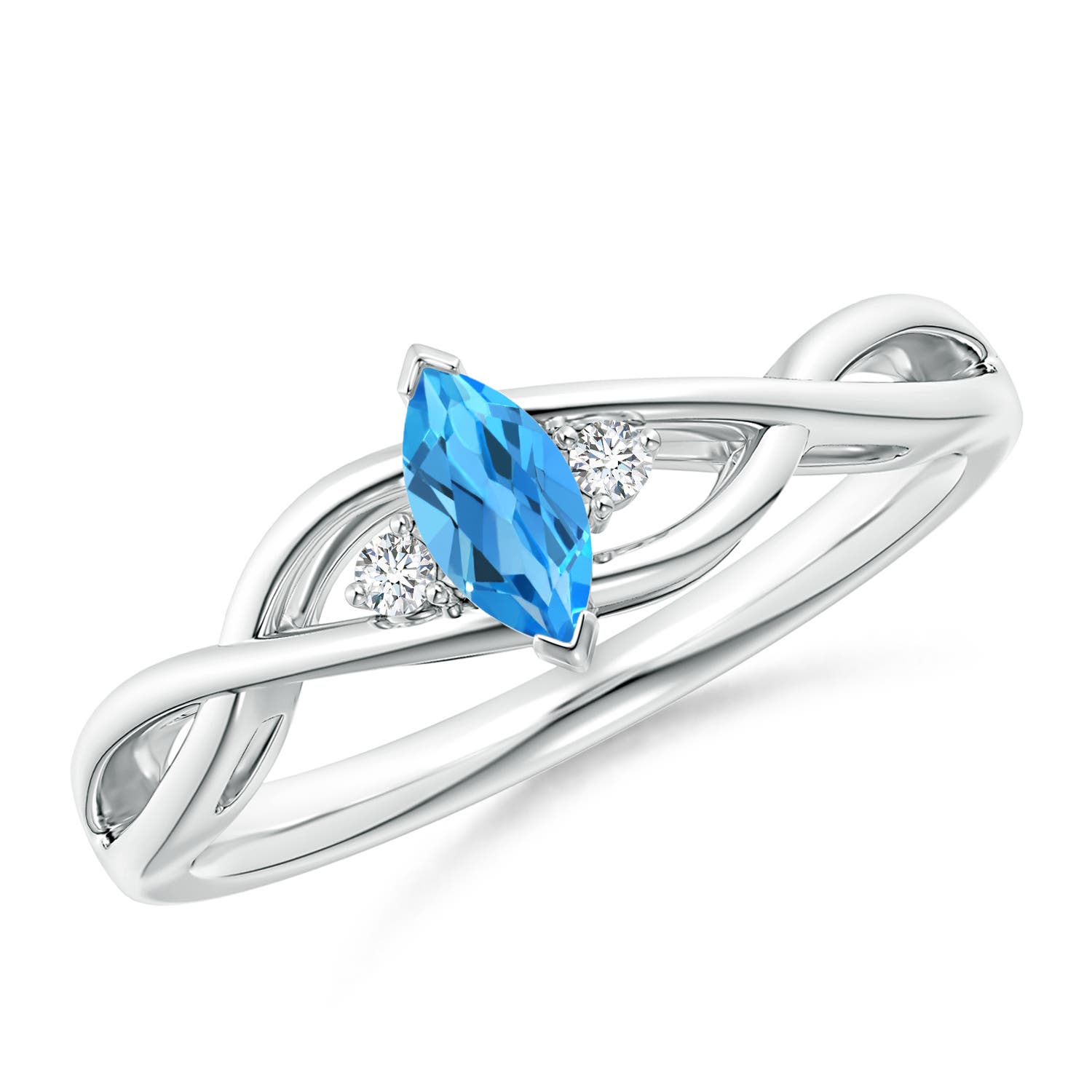 AAAA - Swiss Blue Topaz / 0.28 CT / 14 KT White Gold