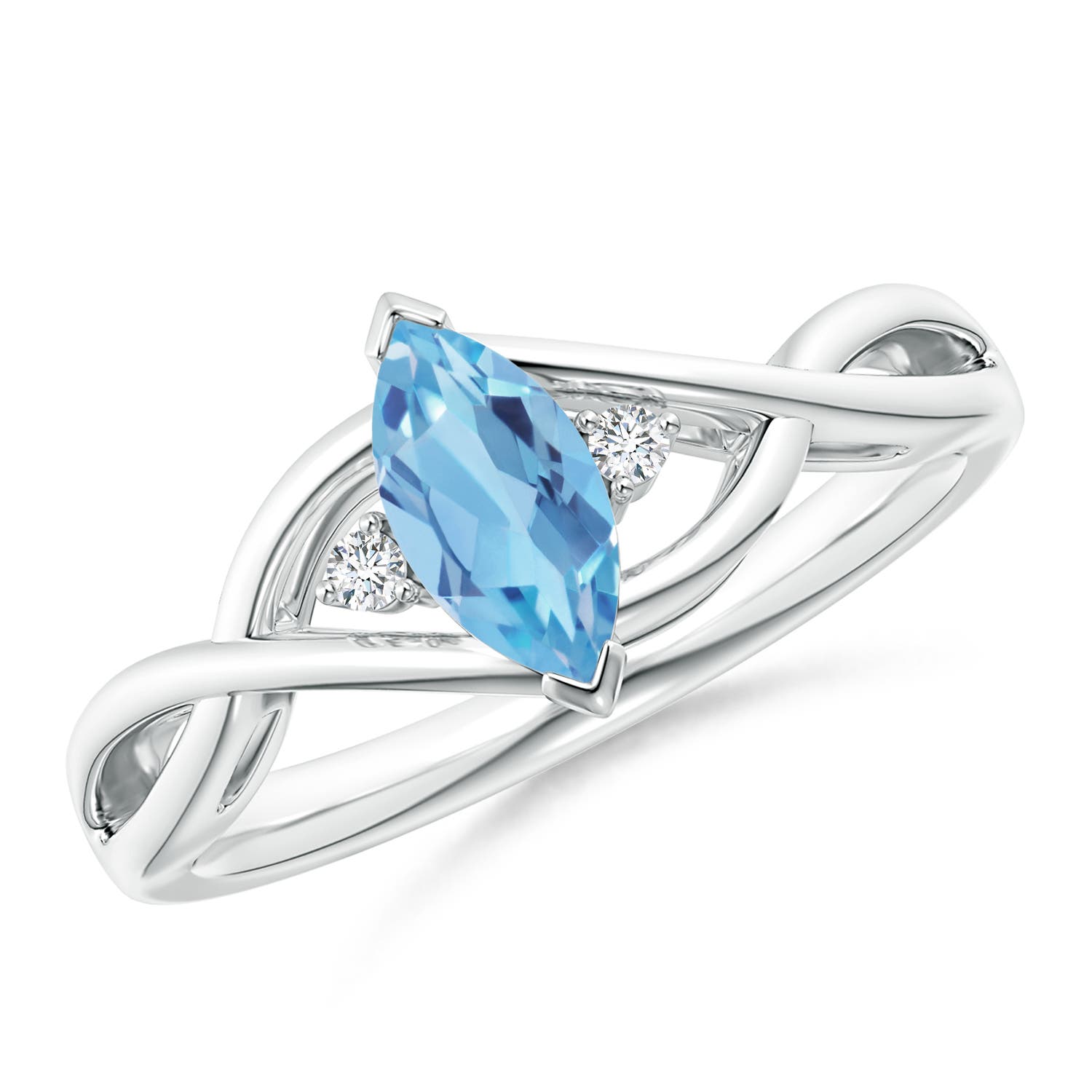 A - Swiss Blue Topaz / 0.63 CT / 14 KT White Gold