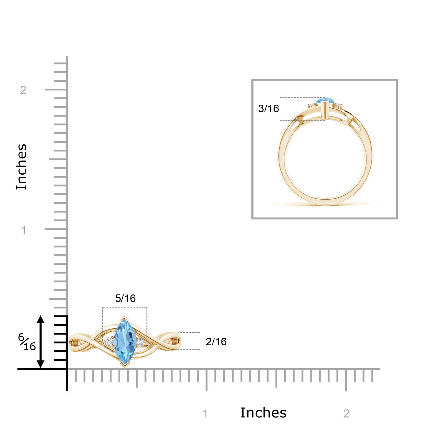 A - Swiss Blue Topaz / 0.63 CT / 14 KT Yellow Gold