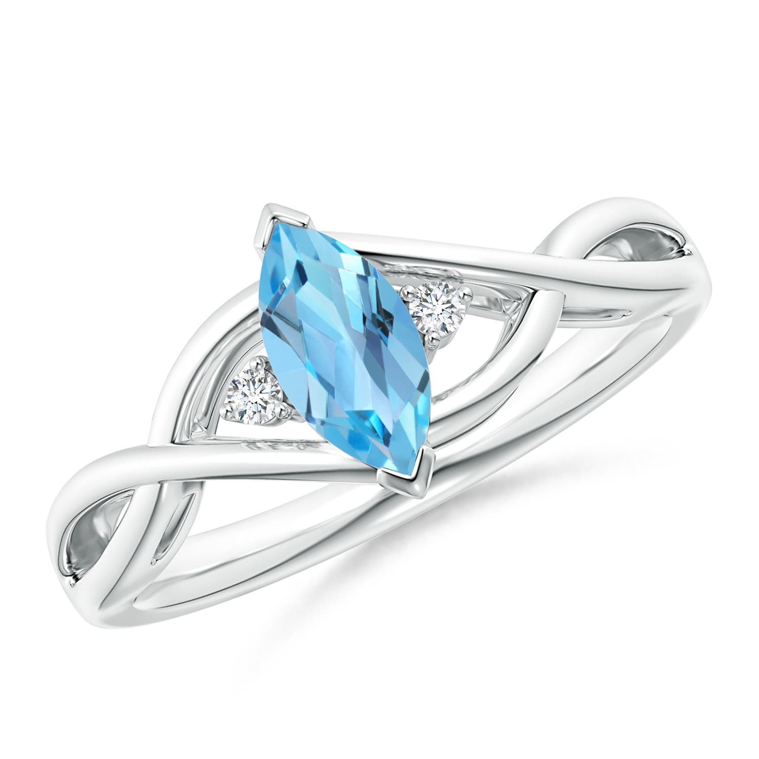 AA - Swiss Blue Topaz / 0.63 CT / 14 KT White Gold