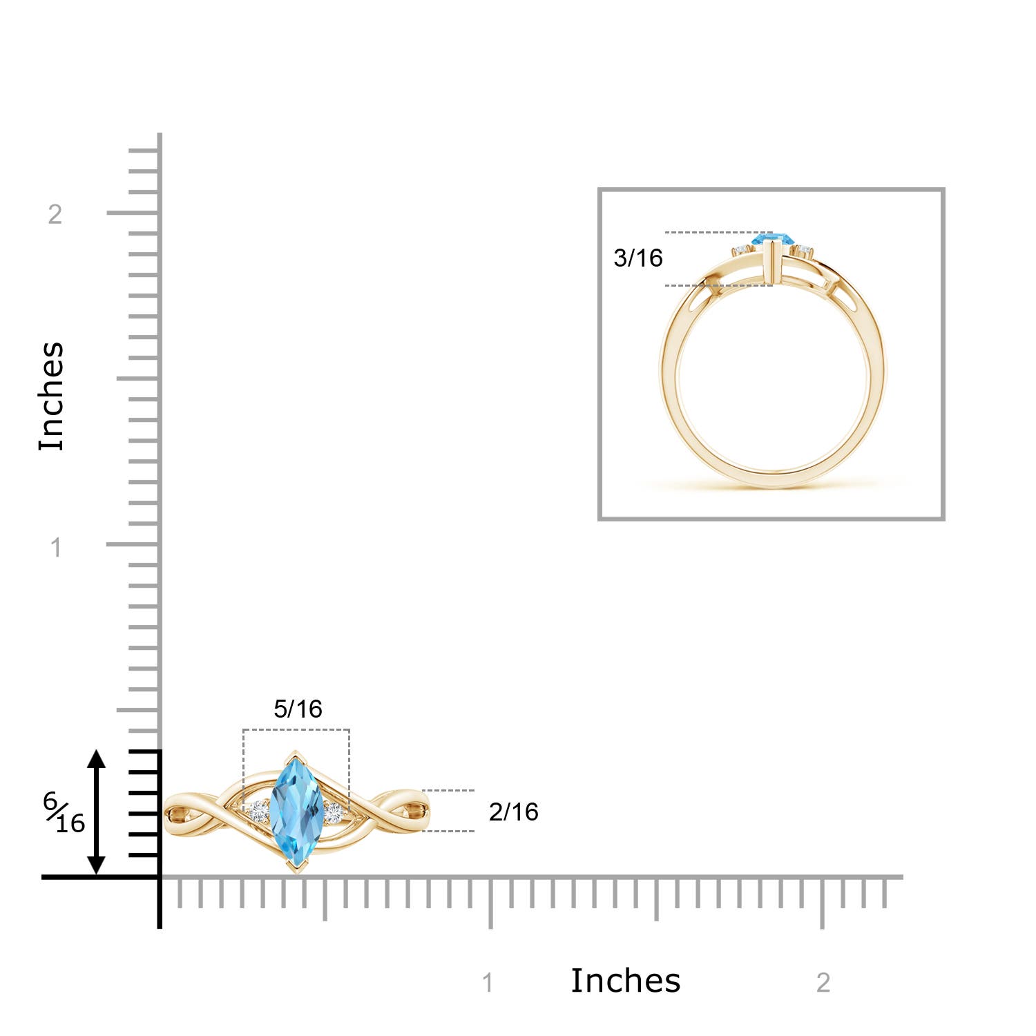 AA - Swiss Blue Topaz / 0.63 CT / 14 KT Yellow Gold