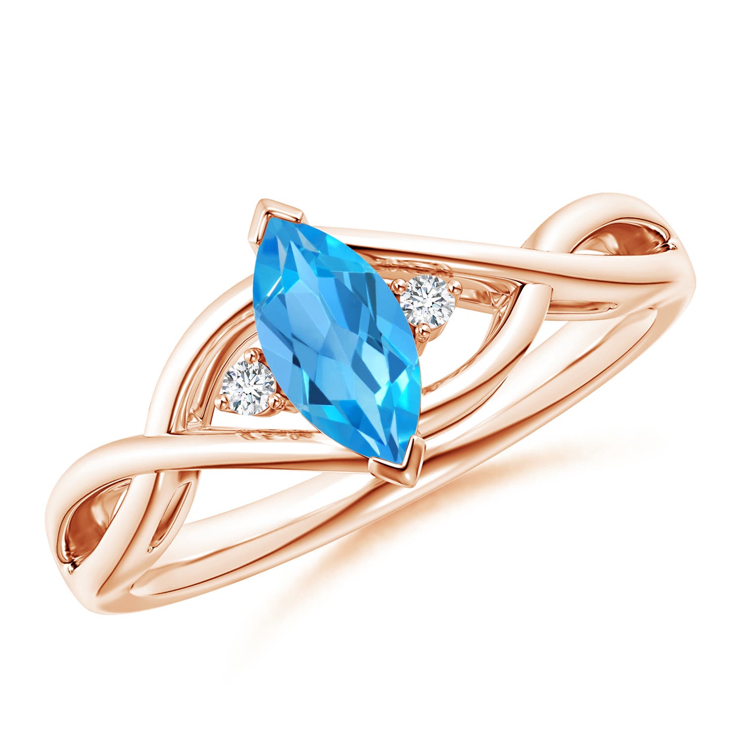 AAA - Swiss Blue Topaz / 0.63 CT / 14 KT Rose Gold