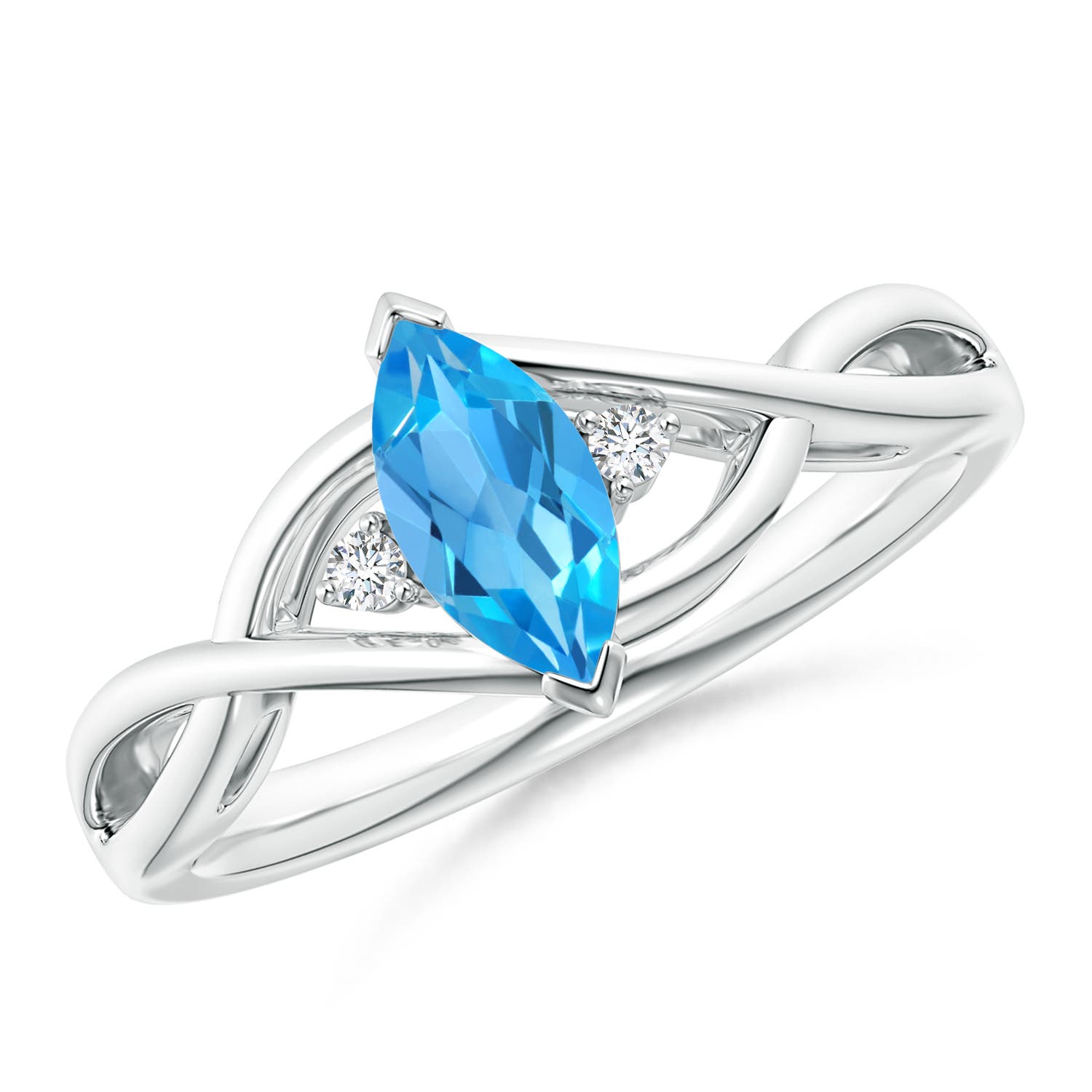 AAA - Swiss Blue Topaz / 0.63 CT / 14 KT White Gold