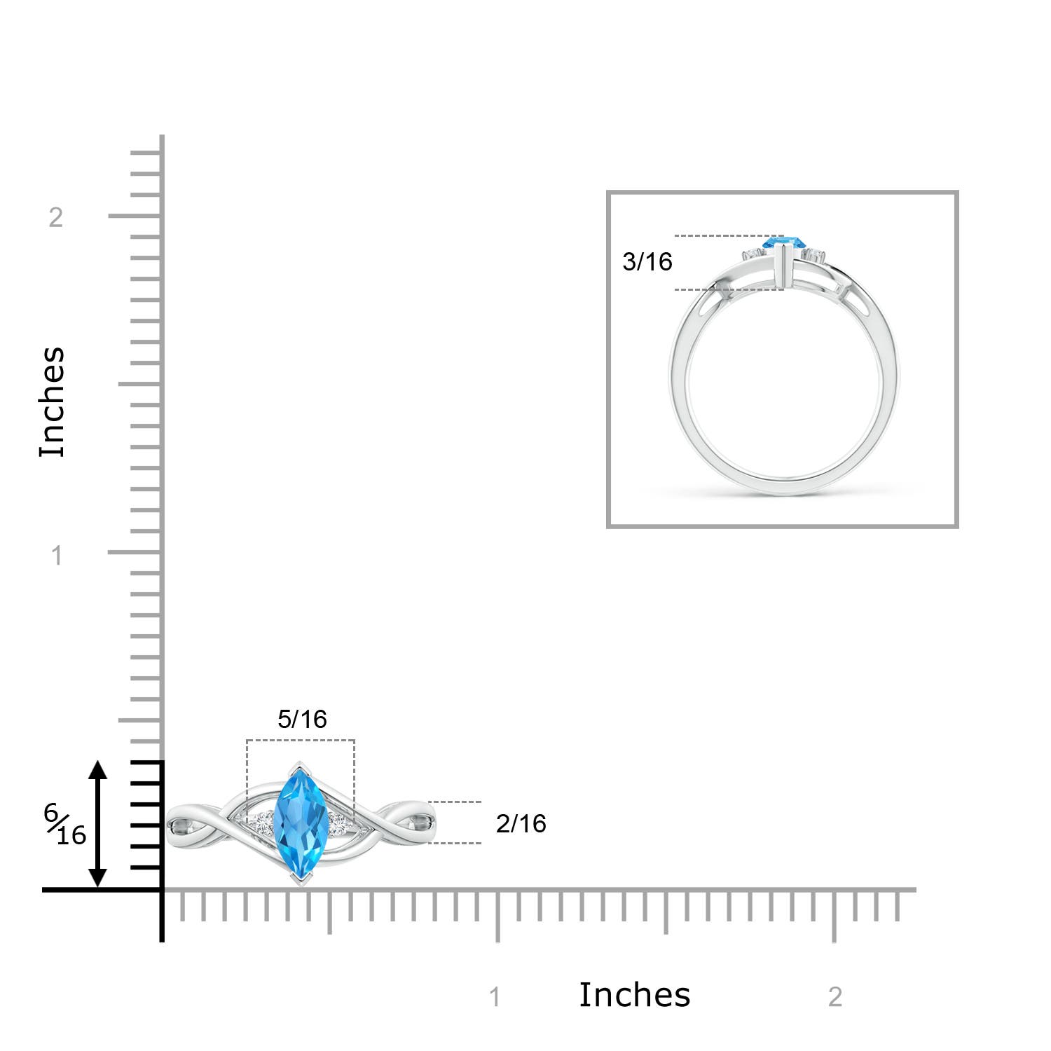 AAA - Swiss Blue Topaz / 0.63 CT / 14 KT White Gold