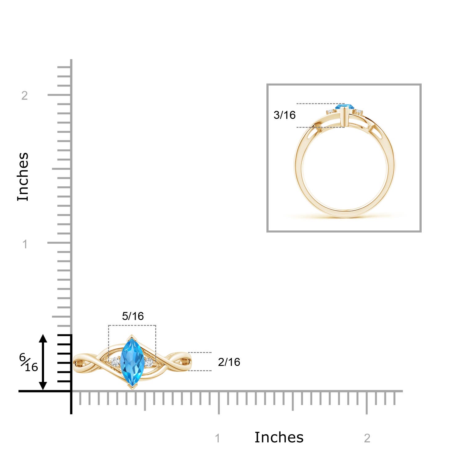 AAA - Swiss Blue Topaz / 0.63 CT / 14 KT Yellow Gold