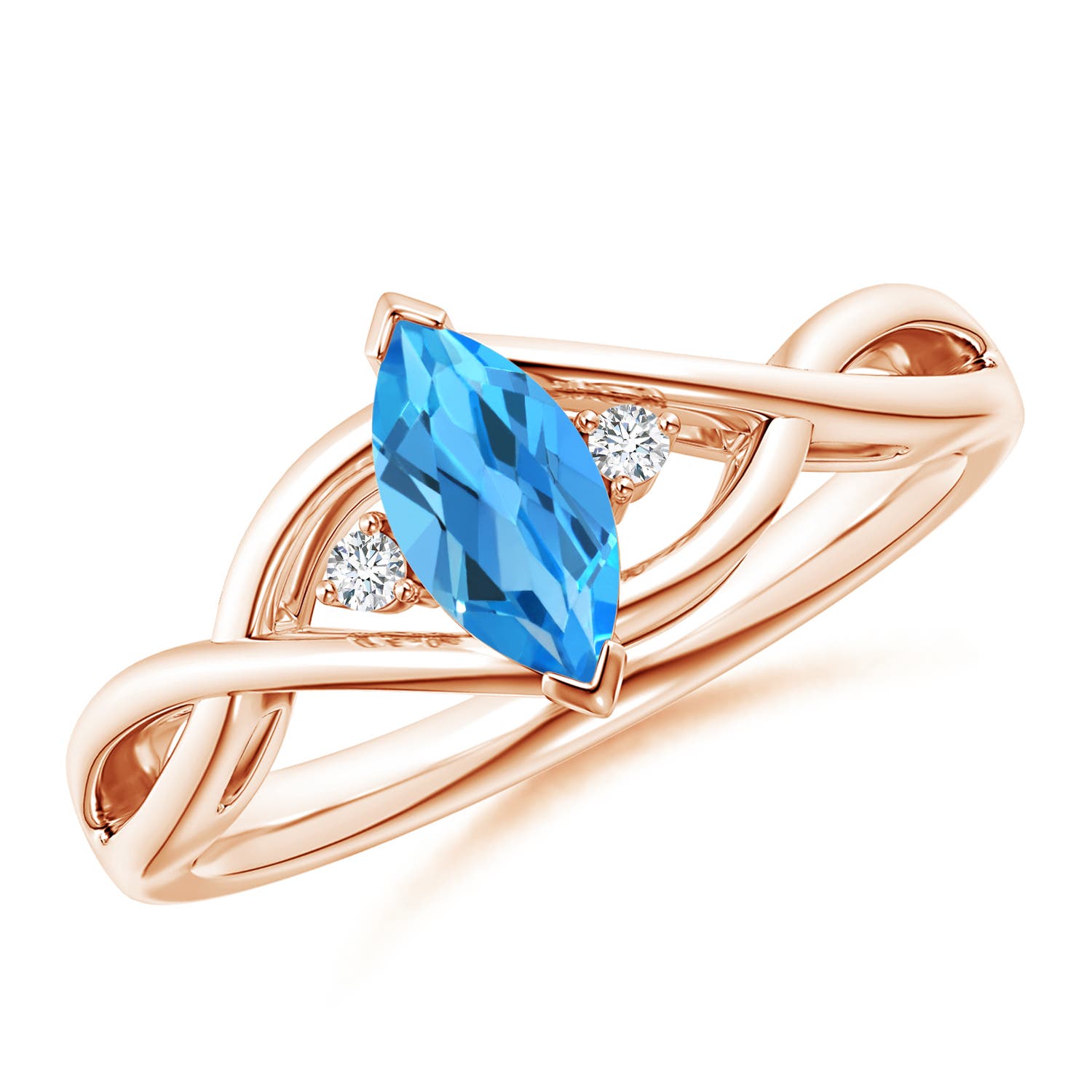 AAAA - Swiss Blue Topaz / 0.63 CT / 14 KT Rose Gold