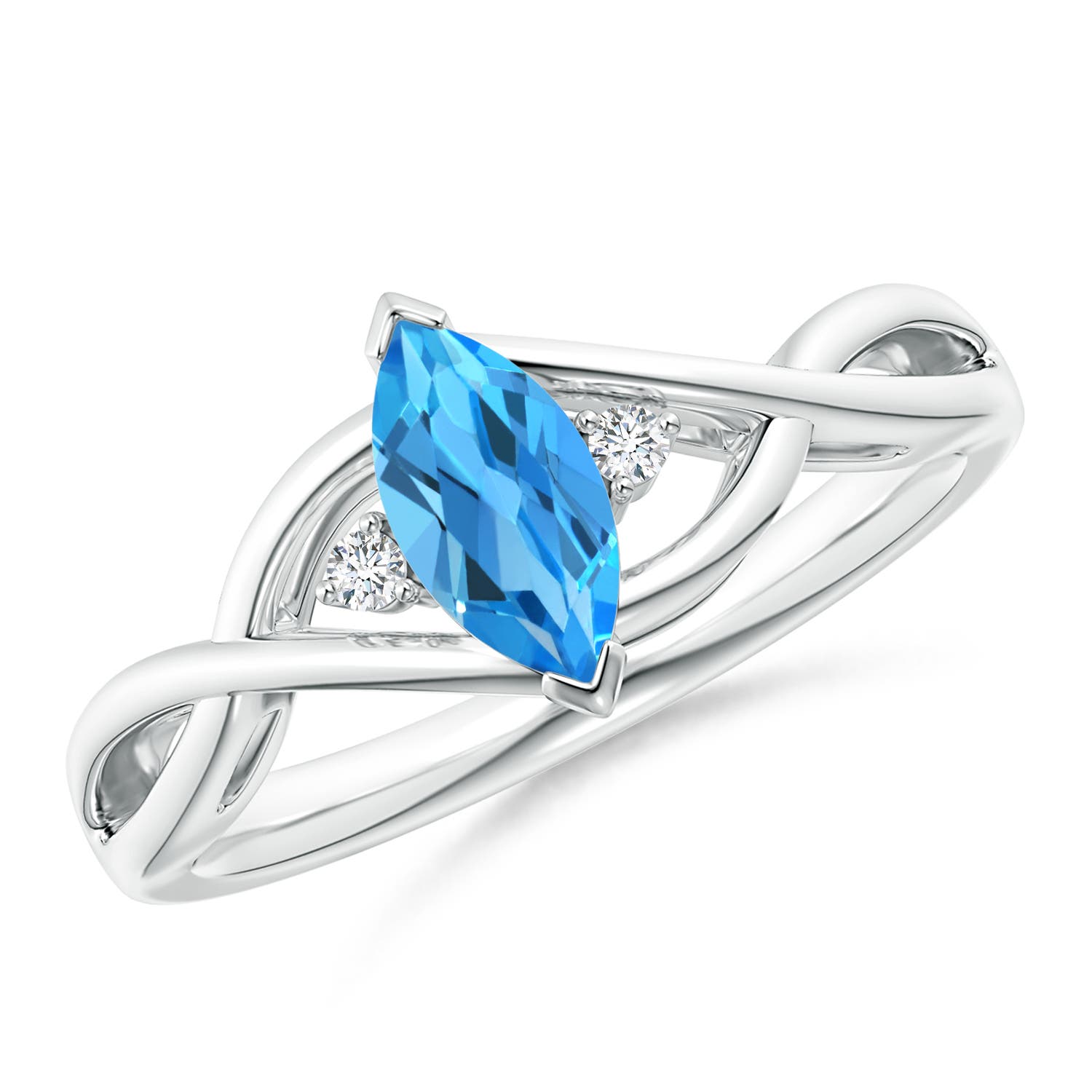 AAAA - Swiss Blue Topaz / 0.63 CT / 14 KT White Gold