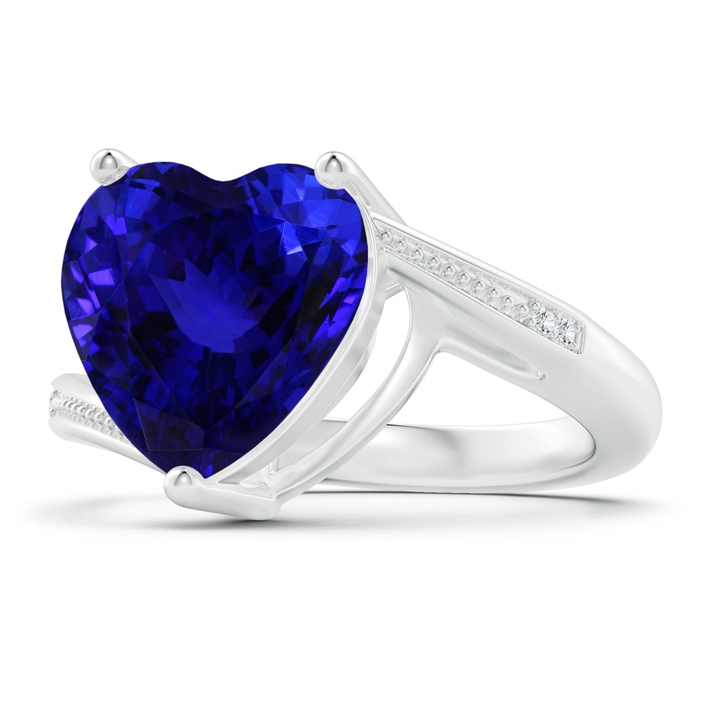 12.59x12.63x8.65mm AAAA GIA Certified Heart Tanzanite Solitaire Bypass Ring in P950 Platinum