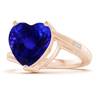 12.59x12.63x8.65mm AAAA GIA Certified Heart Tanzanite Solitaire Bypass Ring in Rose Gold
