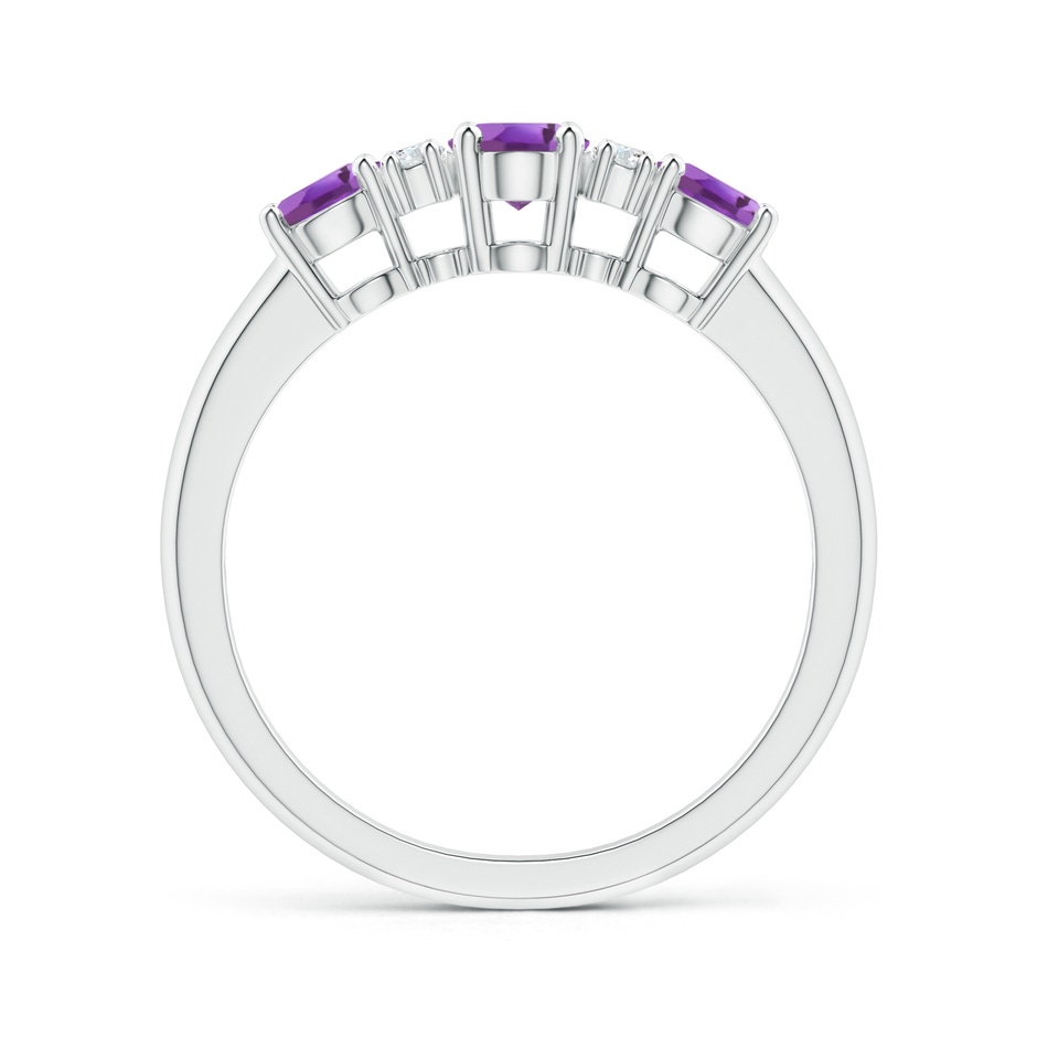 6x4mm A Oval Three Stone Amethyst Engagement Ring with Diamonds in P950 Platinum product image