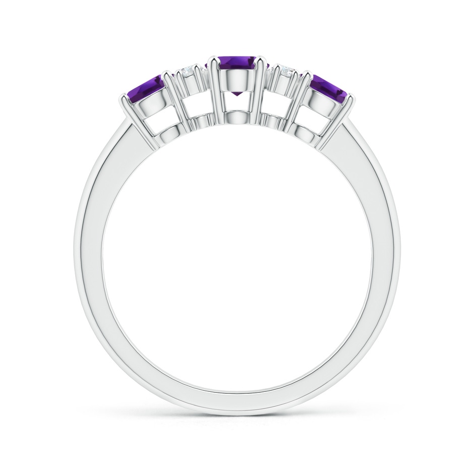 6x4mm AAAA Oval Three Stone Amethyst Engagement Ring with Diamonds in P950 Platinum product image