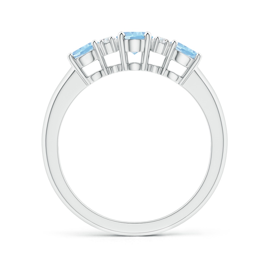 6x4mm AAA Oval Three Stone Aquamarine Engagement Ring with Diamonds in White Gold side-1