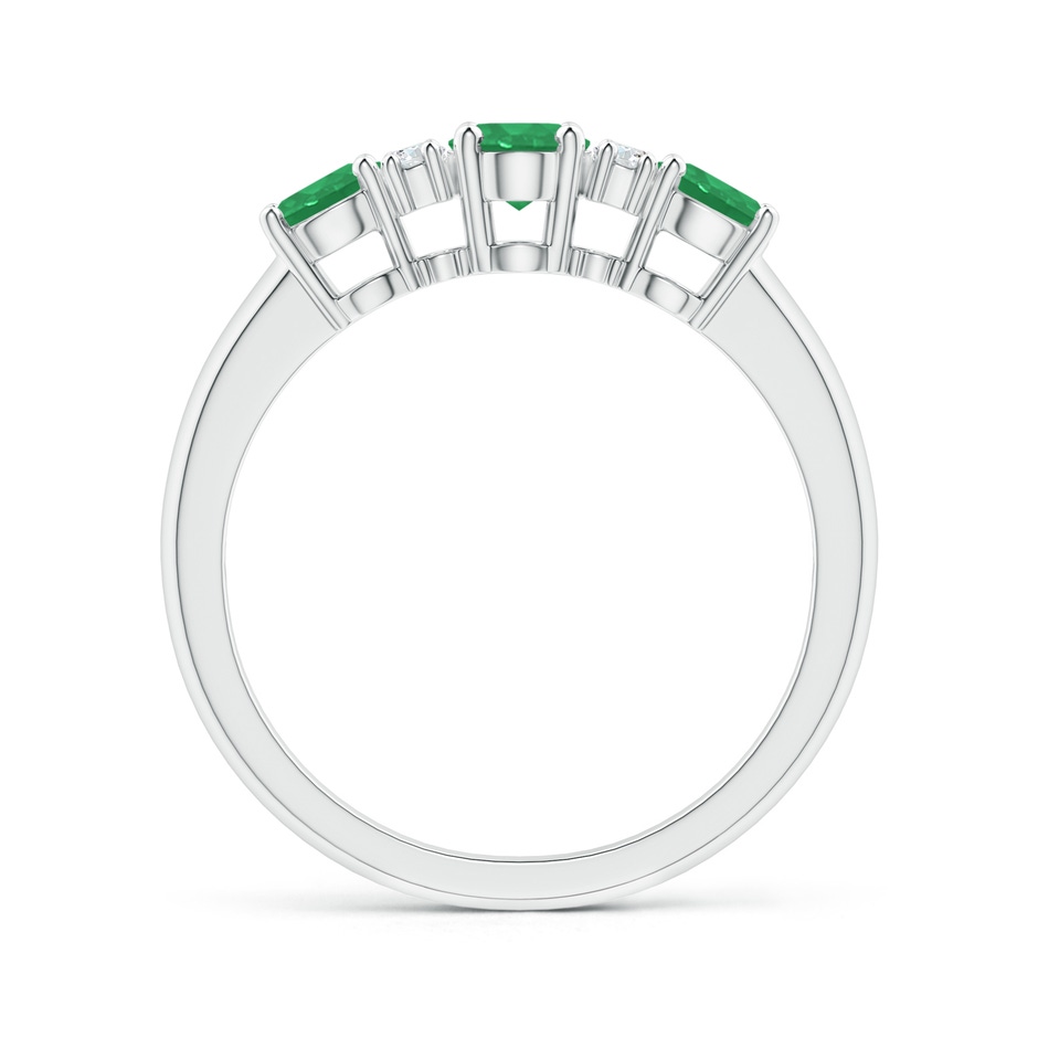 6x4mm A Oval Three Stone Emerald Engagement Ring with Diamonds in White Gold product image