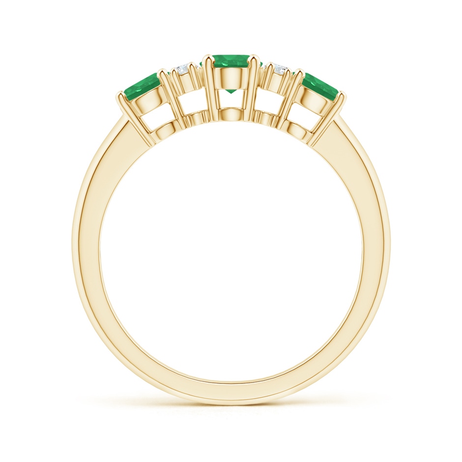 6x4mm A Oval Three Stone Emerald Engagement Ring with Diamonds in Yellow Gold product image