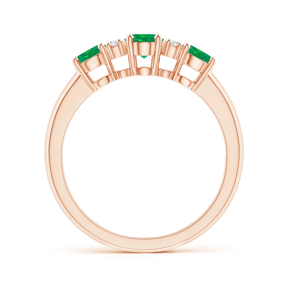 6x4mm AA Oval Three Stone Emerald Engagement Ring with Diamonds in Rose Gold product image