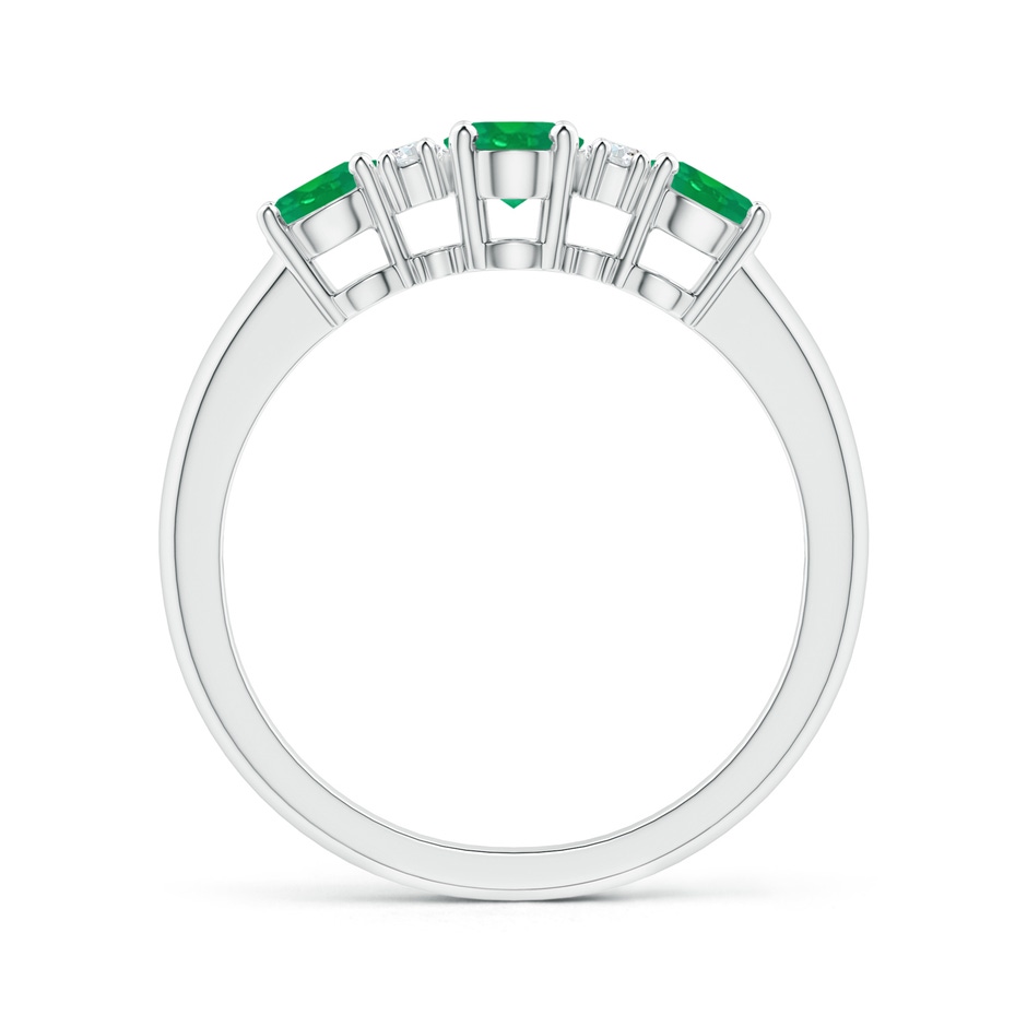 6x4mm AA Oval Three Stone Emerald Engagement Ring with Diamonds in White Gold product image