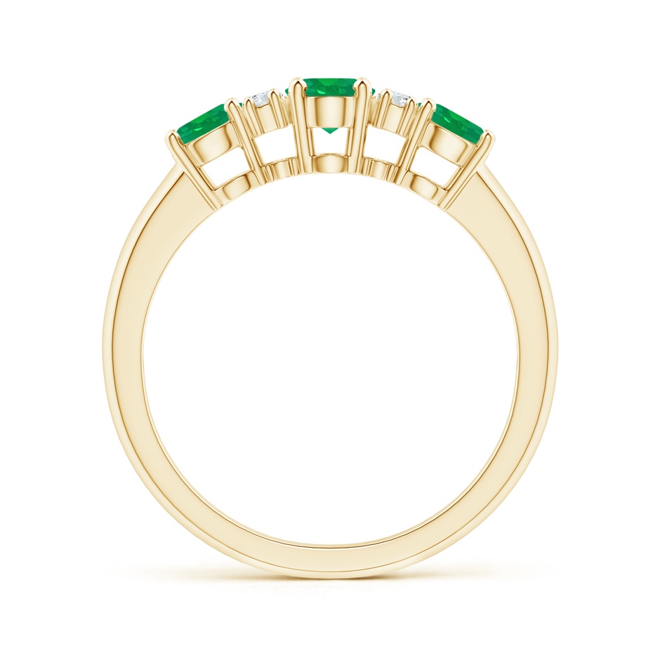 6x4mm AA Oval Three Stone Emerald Engagement Ring with Diamonds in Yellow Gold product image