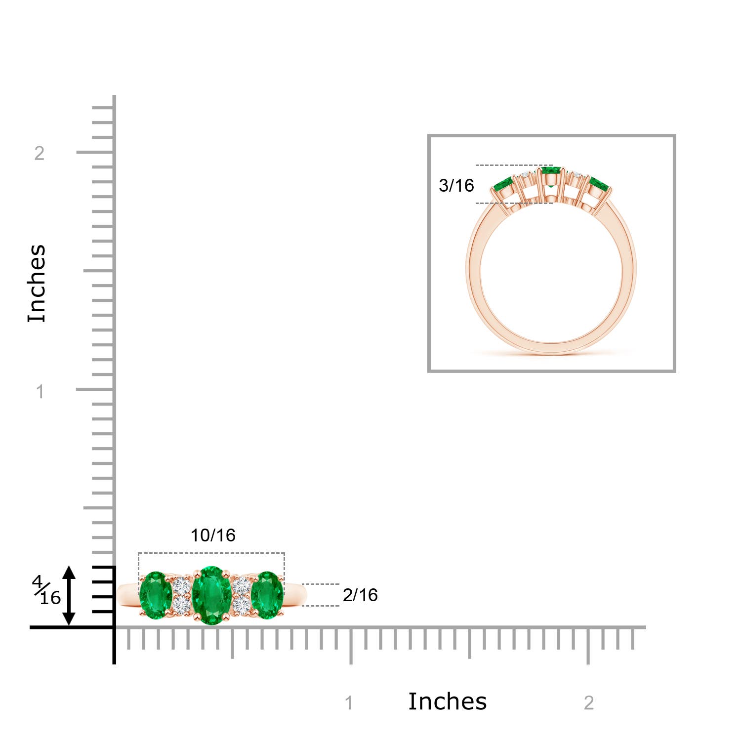 AAA - Emerald / 1.14 CT / 14 KT Rose Gold