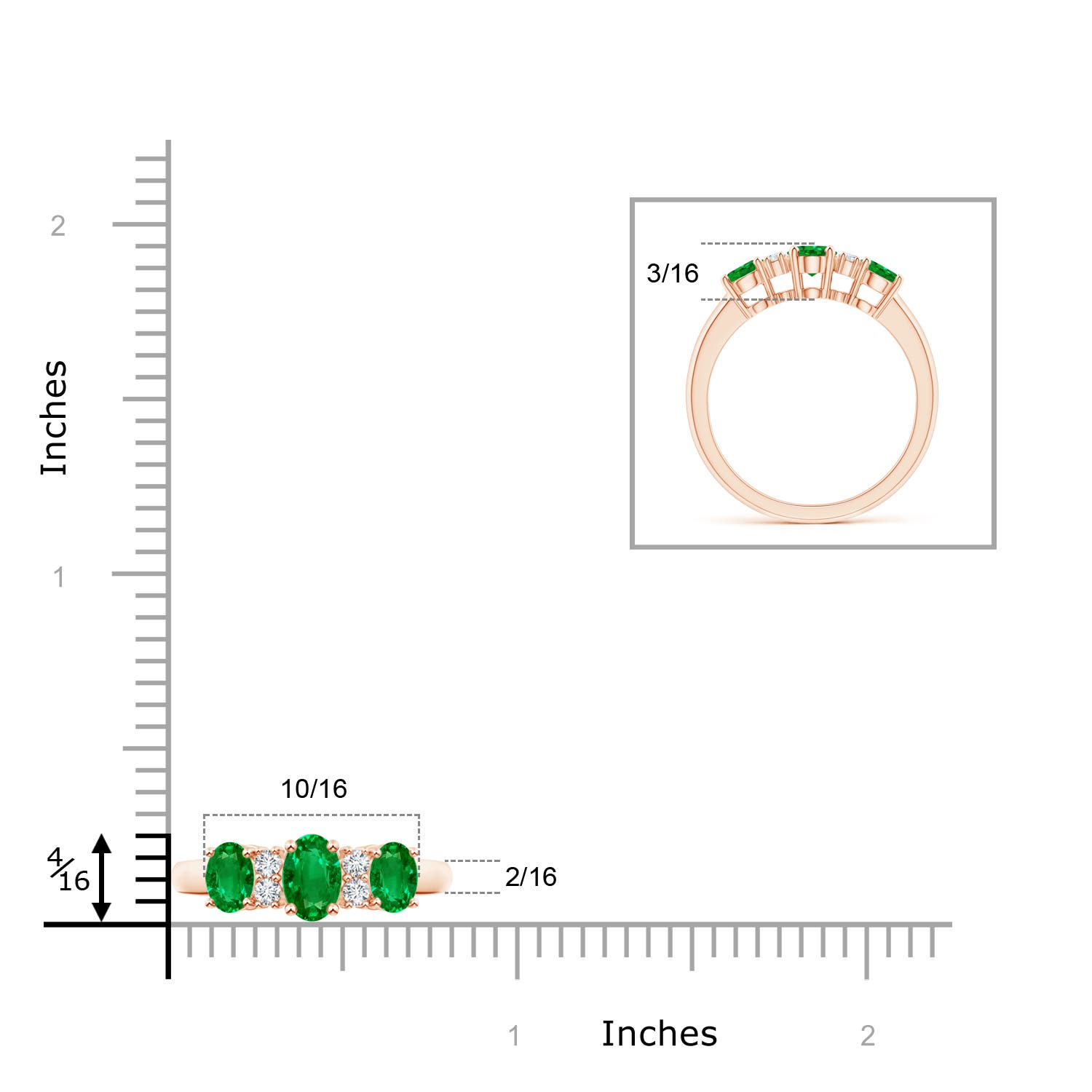 AAAA - Emerald / 1.14 CT / 14 KT Rose Gold