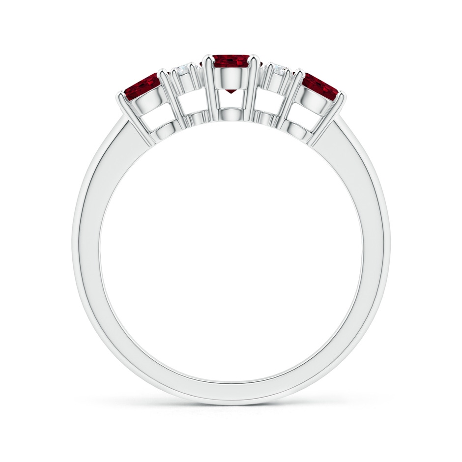 6x4mm A Oval Three Stone Garnet Engagement Ring with Diamonds in P950 Platinum product image