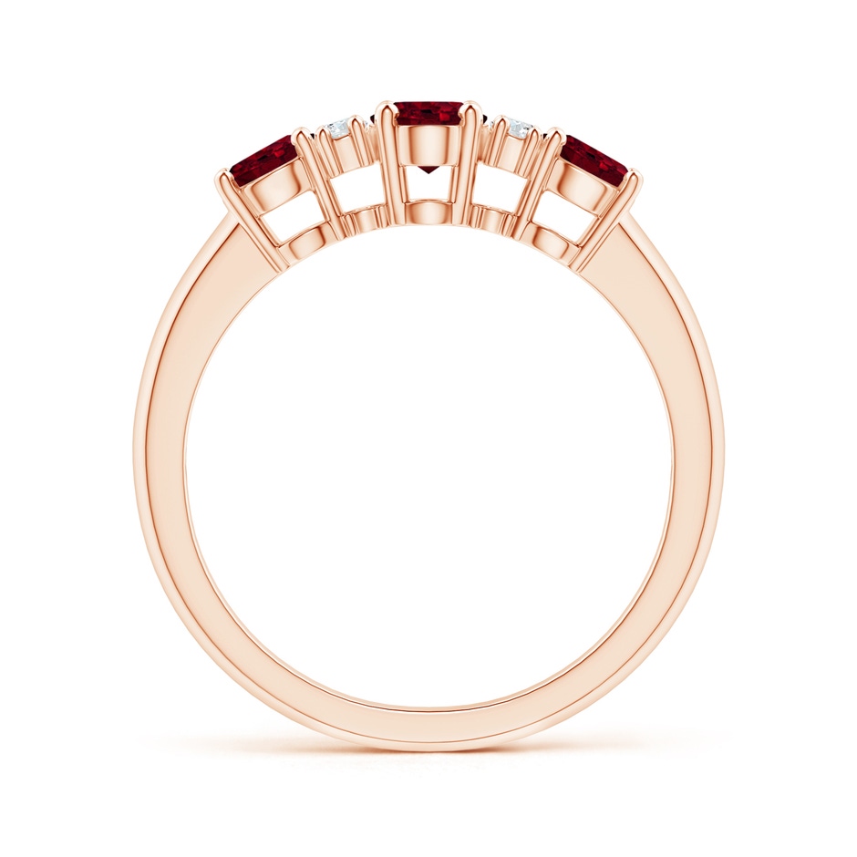 6x4mm A Oval Three Stone Garnet Engagement Ring with Diamonds in Rose Gold product image