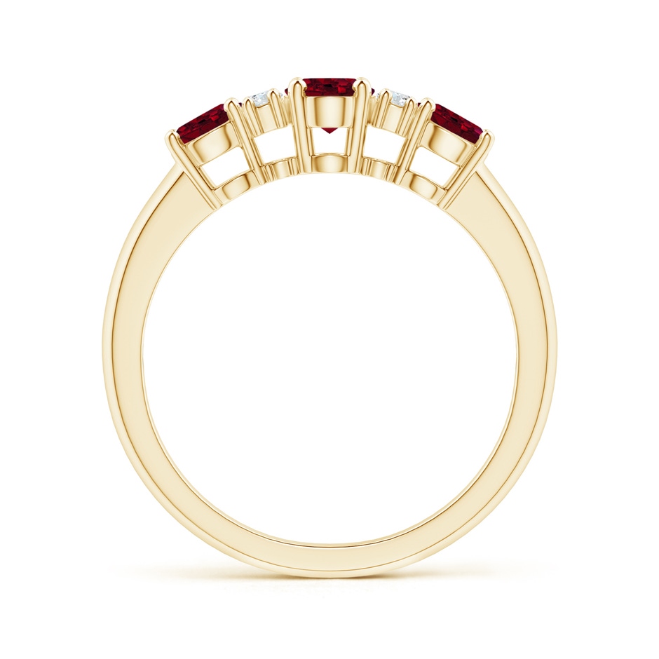 6x4mm AA Oval Three Stone Garnet Engagement Ring with Diamonds in Yellow Gold product image