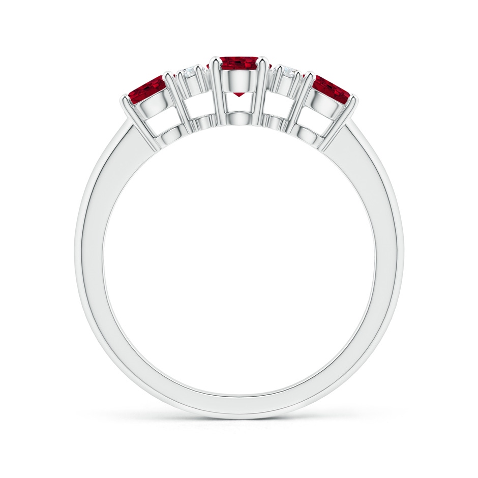 6x4mm AAA Oval Three Stone Garnet Engagement Ring with Diamonds in P950 Platinum product image