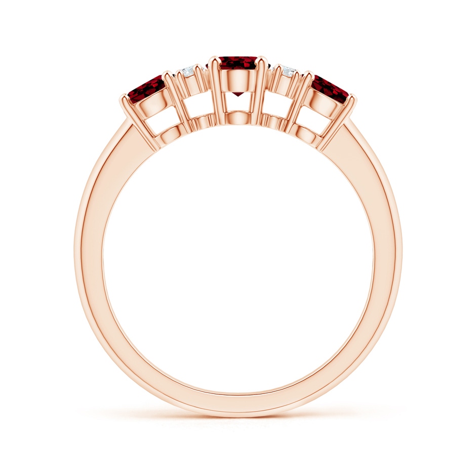 6x4mm AAAA Oval Three Stone Garnet Engagement Ring with Diamonds in Rose Gold product image