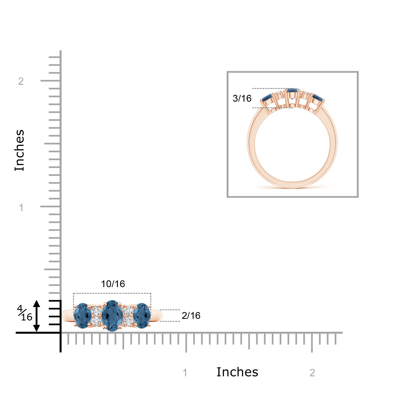 A - London Blue Topaz / 1.42 CT / 14 KT Rose Gold