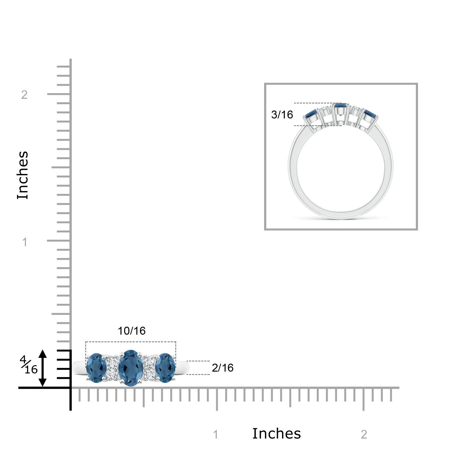 A - London Blue Topaz / 1.42 CT / 14 KT White Gold