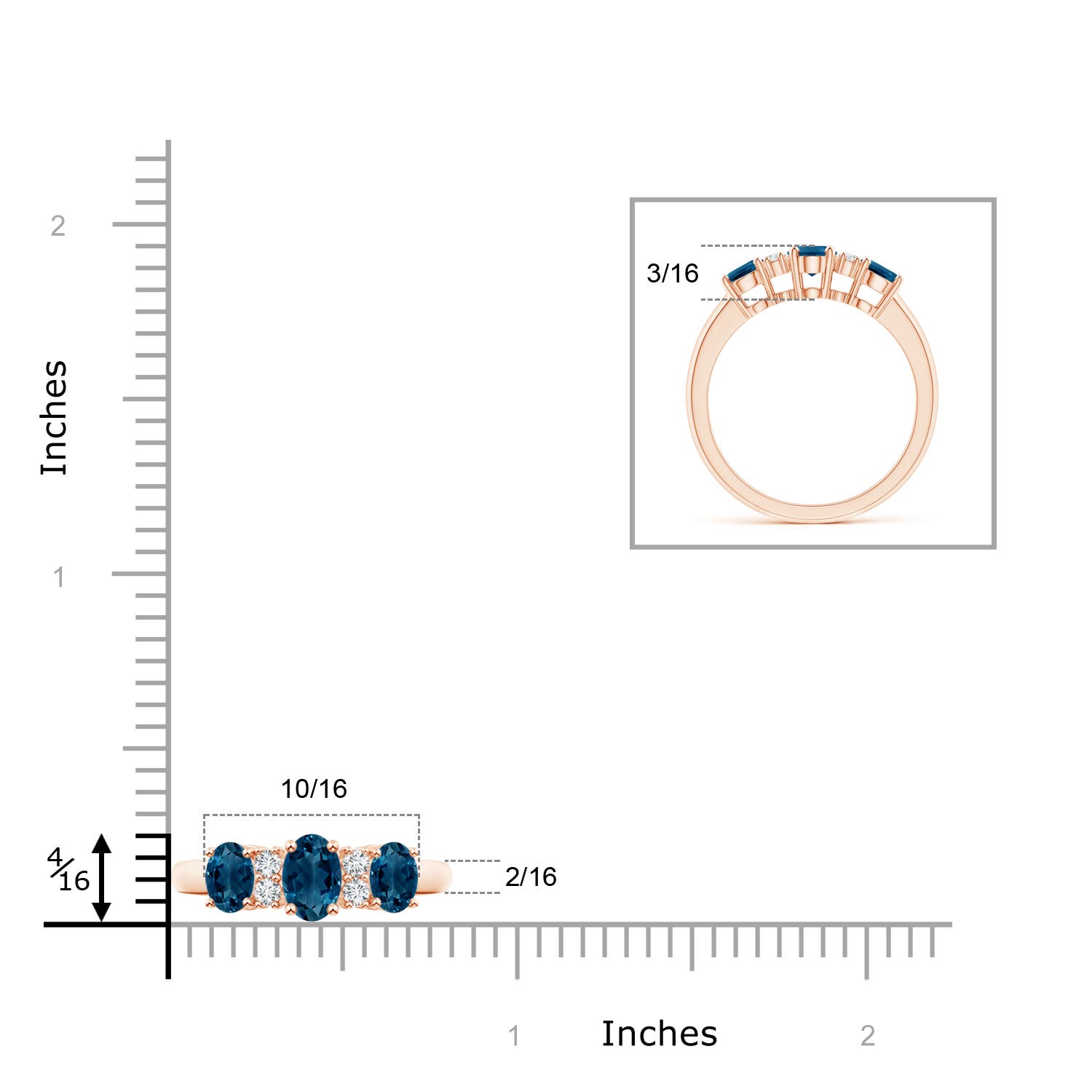 AAAA - London Blue Topaz / 1.42 CT / 14 KT Rose Gold