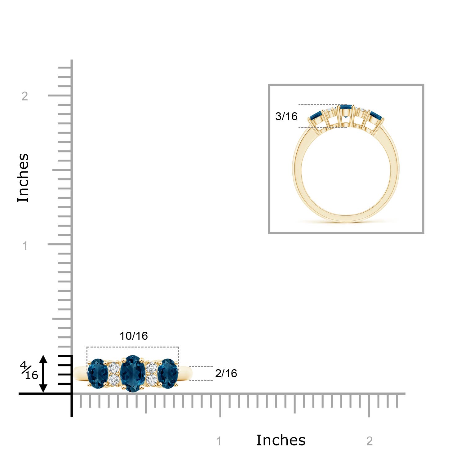 AAAA - London Blue Topaz / 1.42 CT / 14 KT Yellow Gold