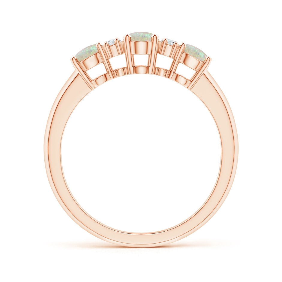 6x4mm AAA Oval Three Stone Opal Engagement Ring with Diamonds in Rose Gold side-1