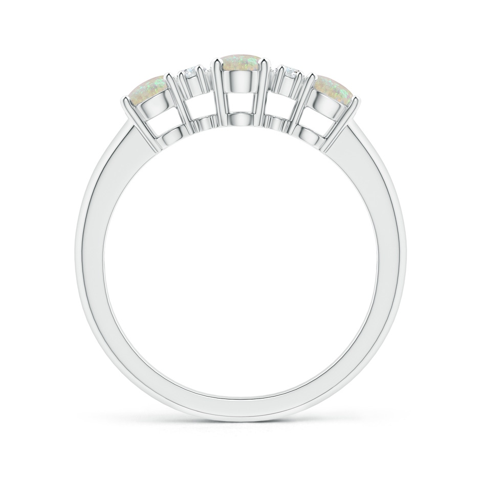 6x4mm AAA Oval Three Stone Opal Engagement Ring with Diamonds in White Gold side-1