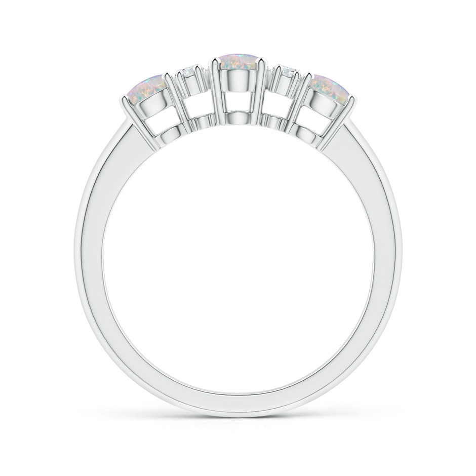 6x4mm AAAA Oval Three Stone Opal Engagement Ring with Diamonds in P950 Platinum side-1