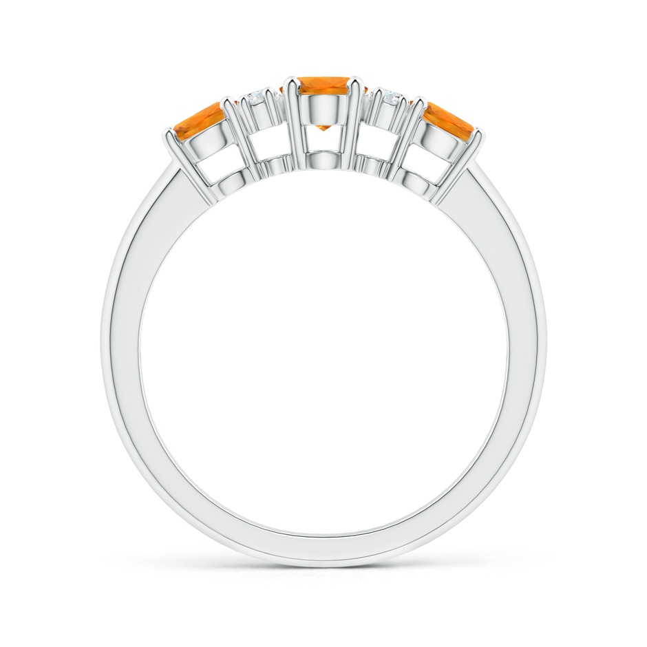 6x4mm AAA Oval 3 Stone Orange Sapphire Engagement Ring with Diamonds in White Gold side-1