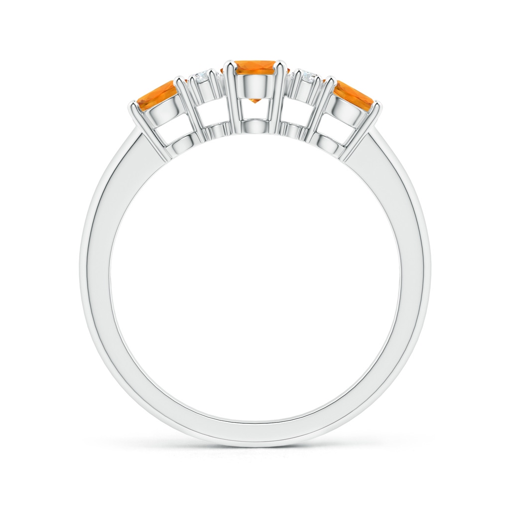 6x4mm AAA Oval 3 Stone Orange Sapphire Engagement Ring with Diamonds in White Gold - side 199
