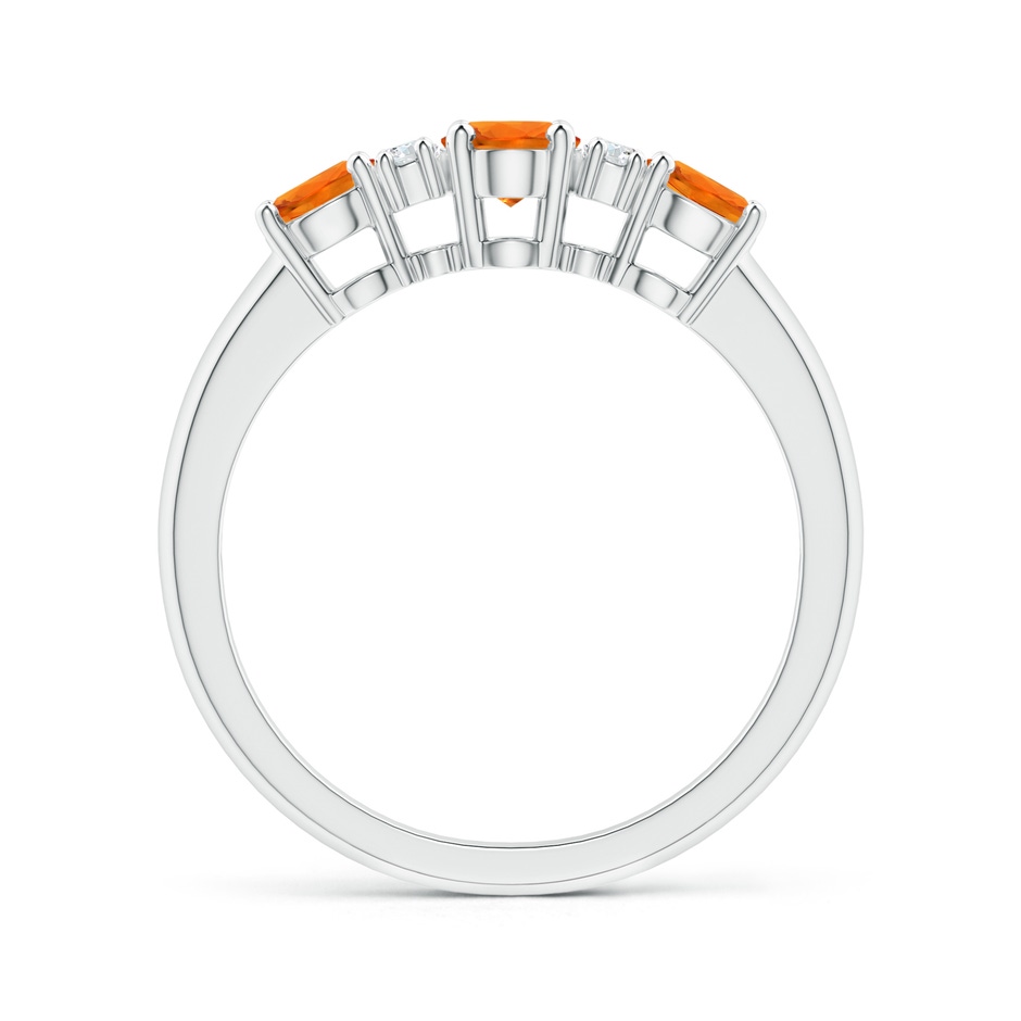 6x4mm AAAA Oval 3 Stone Orange Sapphire Engagement Ring with Diamonds in P950 Platinum side 199