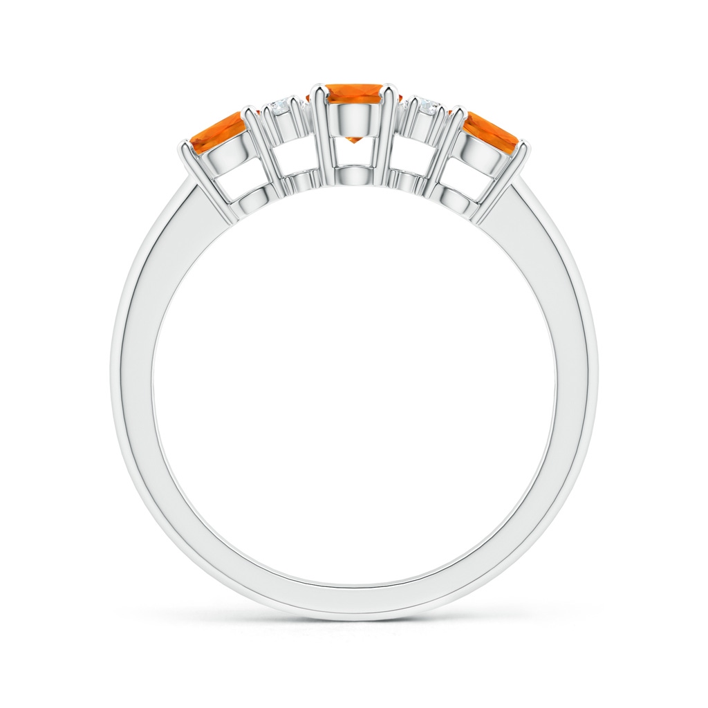 6x4mm AAAA Oval 3 Stone Orange Sapphire Engagement Ring with Diamonds in White Gold Side-1