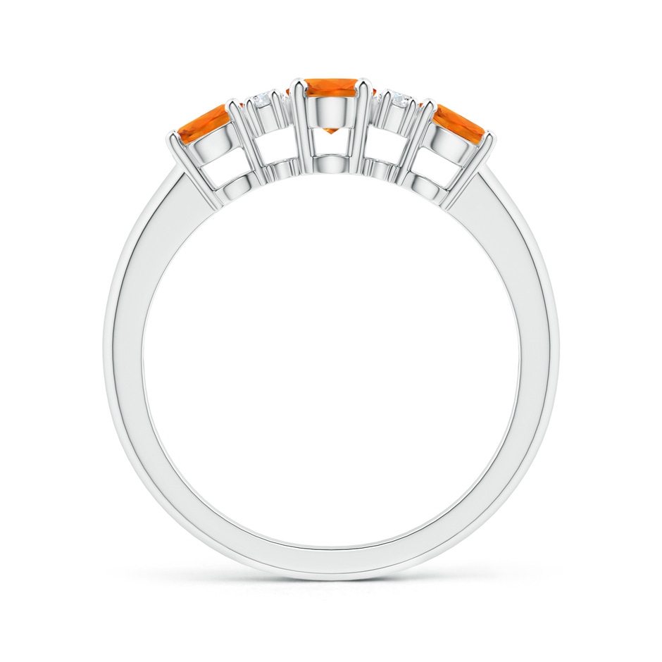 6x4mm AAAA Oval 3 Stone Orange Sapphire Engagement Ring with Diamonds in White Gold side-1